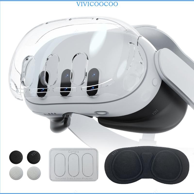 Vivi 1 ชุดเลนส์ป้องกันฟิล์ม Soft EVA Eye Cushion Pad VR ชุดหูฟังคริสตัลเปลือกหอยสําหรับ Meta Quest 3 พร้อม Joystic