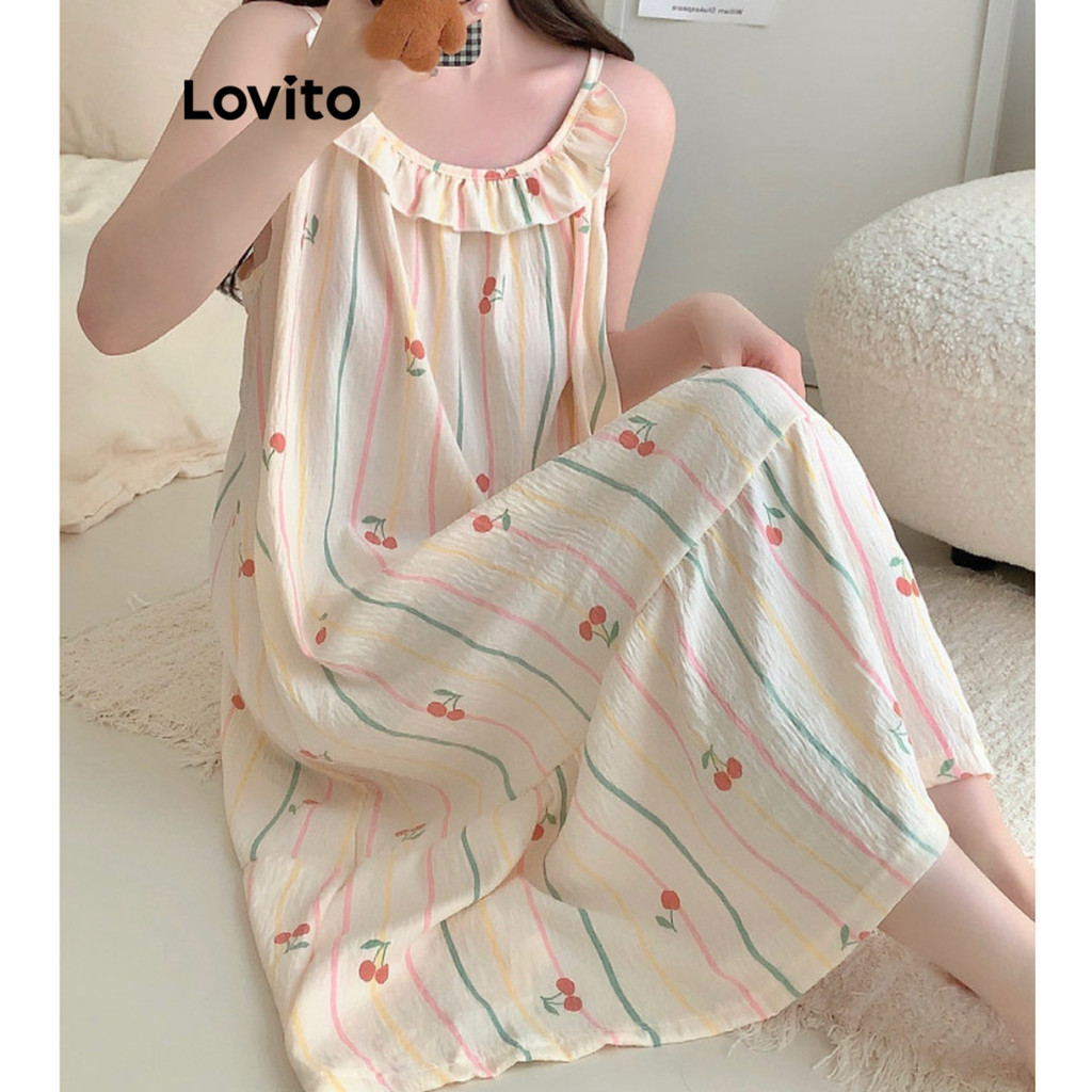 Lovito ชุดนอนลายทางลำลองสำหรับผู้หญิง LNA74460