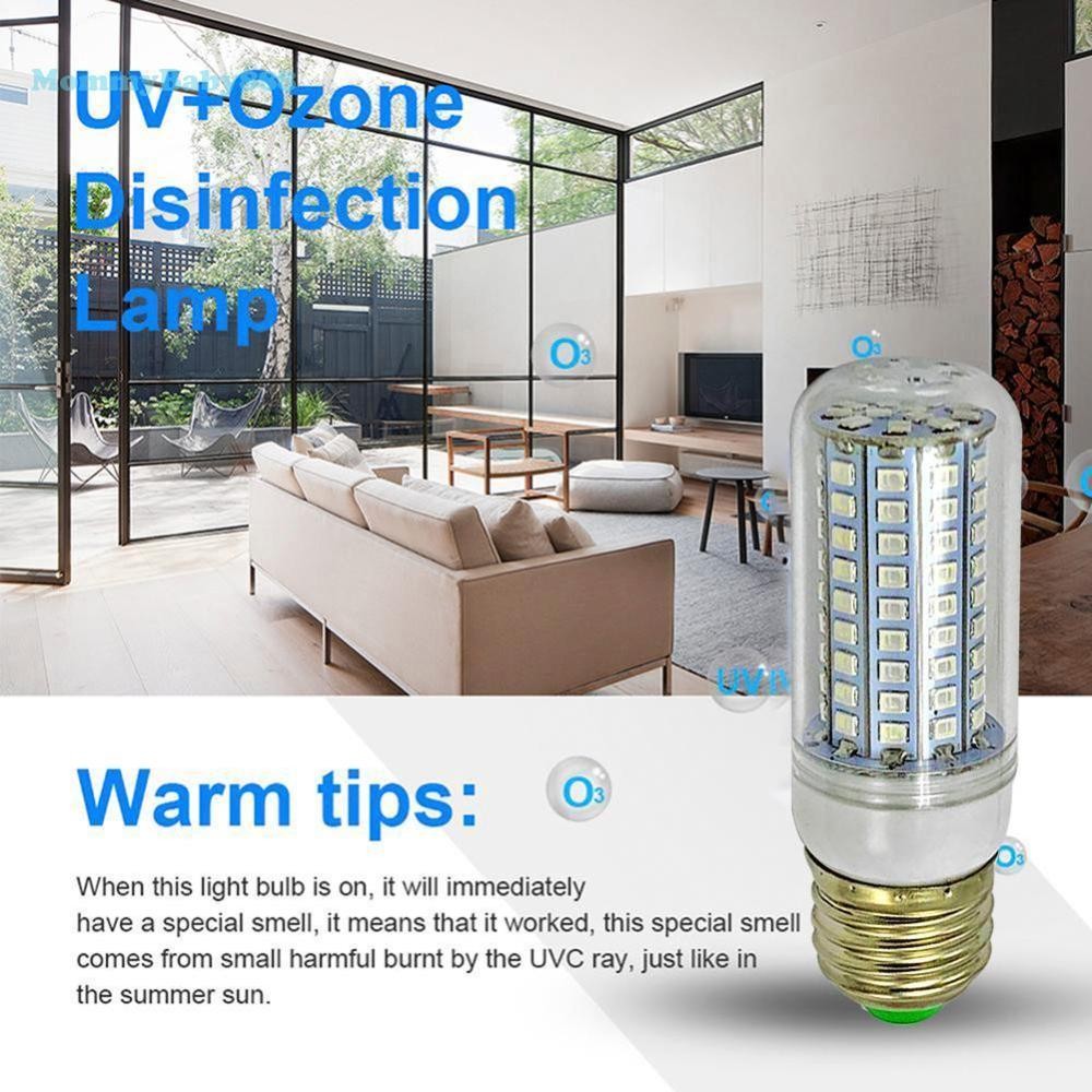 E27 LED UV โคมไฟฆ่าเชื้อโรค UVC ฆ่าเชื้อฆ่าเชื้อหลอดไฟข้าวโพดแสงสําหรับบ้าน [MommyBaby.th]