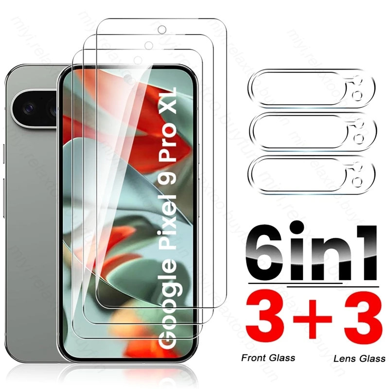 4in1 3D อลูมิเนียมกระจกนิรภัยป้องกันหน้าจอสําหรับ Google Pixel 9 Pro XL 5G กล้องป้องกันกระจกบน Pixel