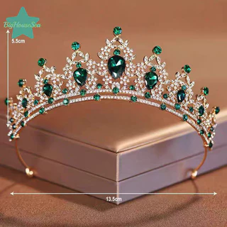 [BigHouseSea] คริสตัลหรูหรา Princess Crown เครื่องประดับผม Tiara สําหรับผู้หญิง Rhinestone งานแต่งงานเจ้าสาวมงกุฎเครื่องประดับใหม่ใหม่ใหม่