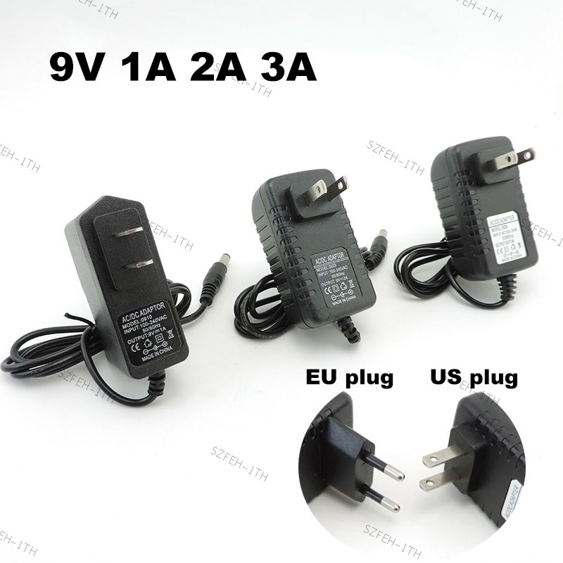 Ac 110V 220V ถึง DC 9V 1A 2A 3A 9V2A 9V1A แหล่งจ่ายไฟอะแดปเตอร์แปลง EU US ปลั๊ก 1000ma 2000ma สําหรั