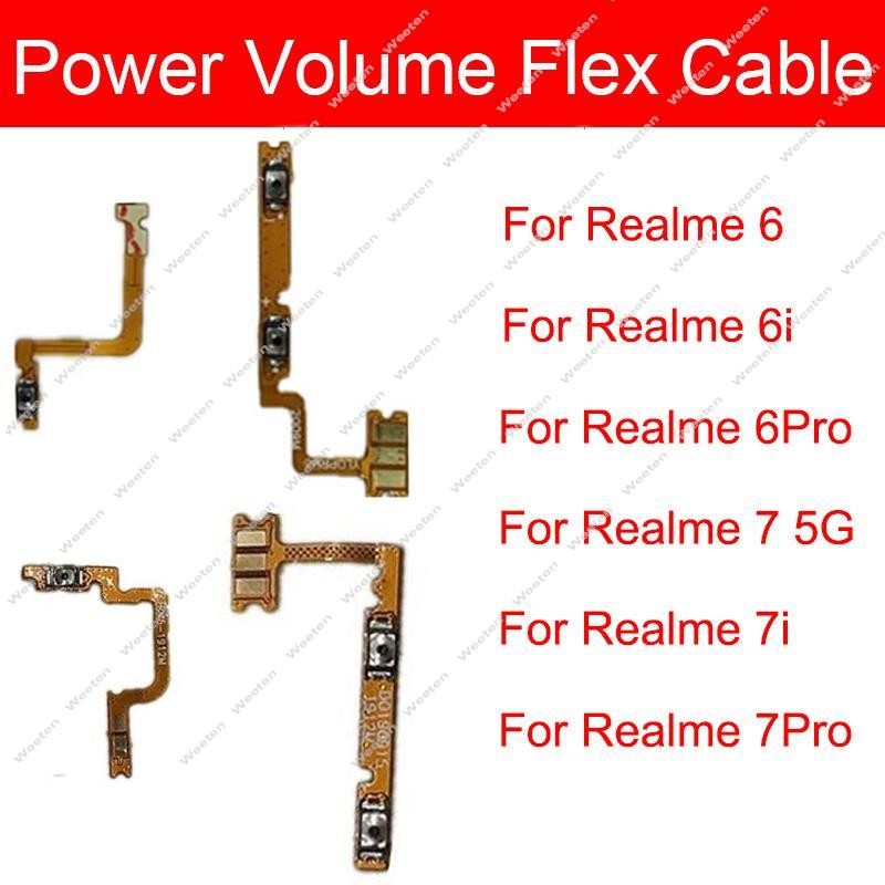 Power Volume Flex Cable สําหรับ Oppo Realme 6 6i 6Pro 7 7i 7Pro 4G 5G ปริมาณด้านข้าง Key Mini ปุ่ม F