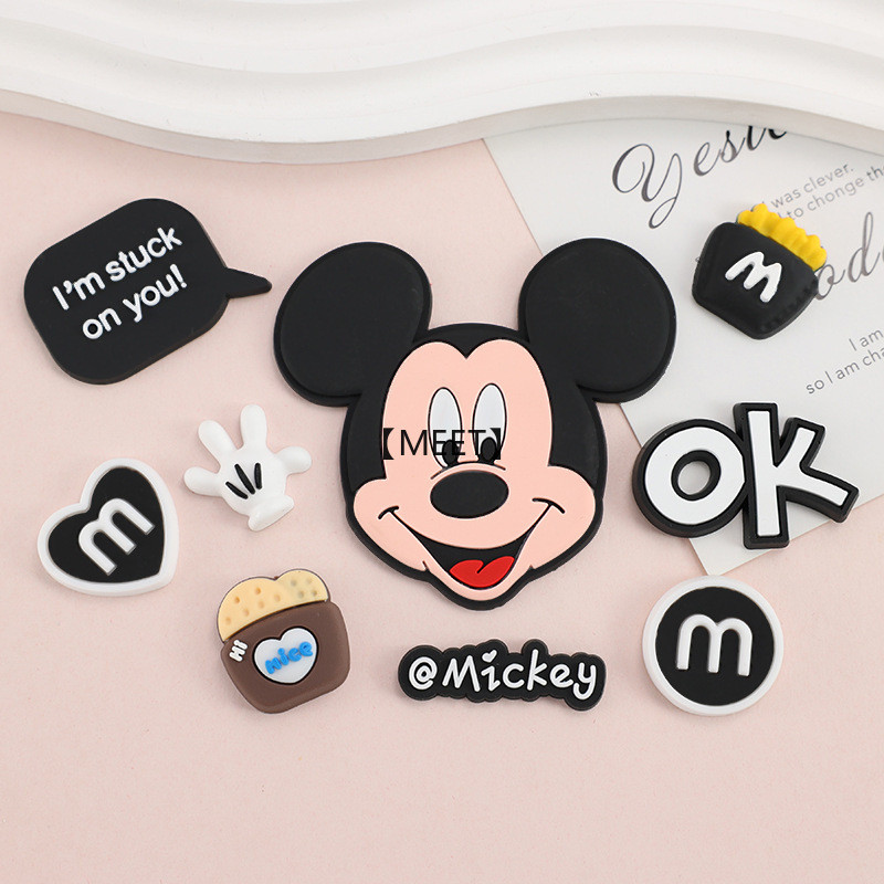 【MEET】9ชิ้น/แพ็คมิกกี้เมาส์กาวอ่อนทําเองอุปกรณ์เครื่องประดับเคสโทรศัพท์ฉนวนกันความร้อนถ้วยน้ําตกแต่งแพทช์พีวีซีกาวอ่อนชุดอุปกรณ์เสริม
