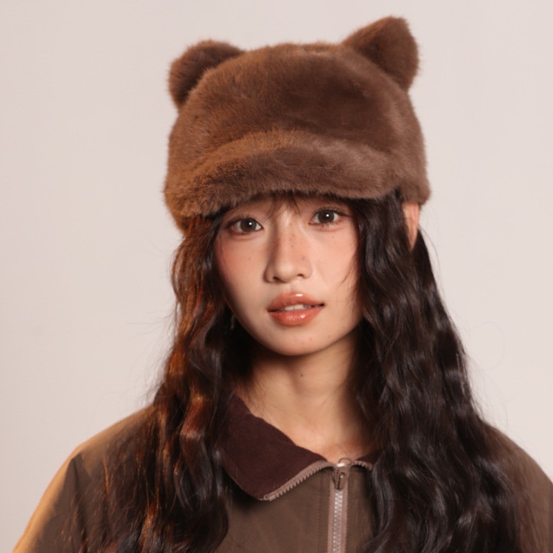 Misskoi [คลังสินค้าพร้อม] สไตล์ใหม่ฤดูใบไม้ร่วงฤดูหนาว Cold-Proof Warm Cat Ear Cap หมวกตุ๊กตากันลมน่ารักหมวกเบสบอลหวาน