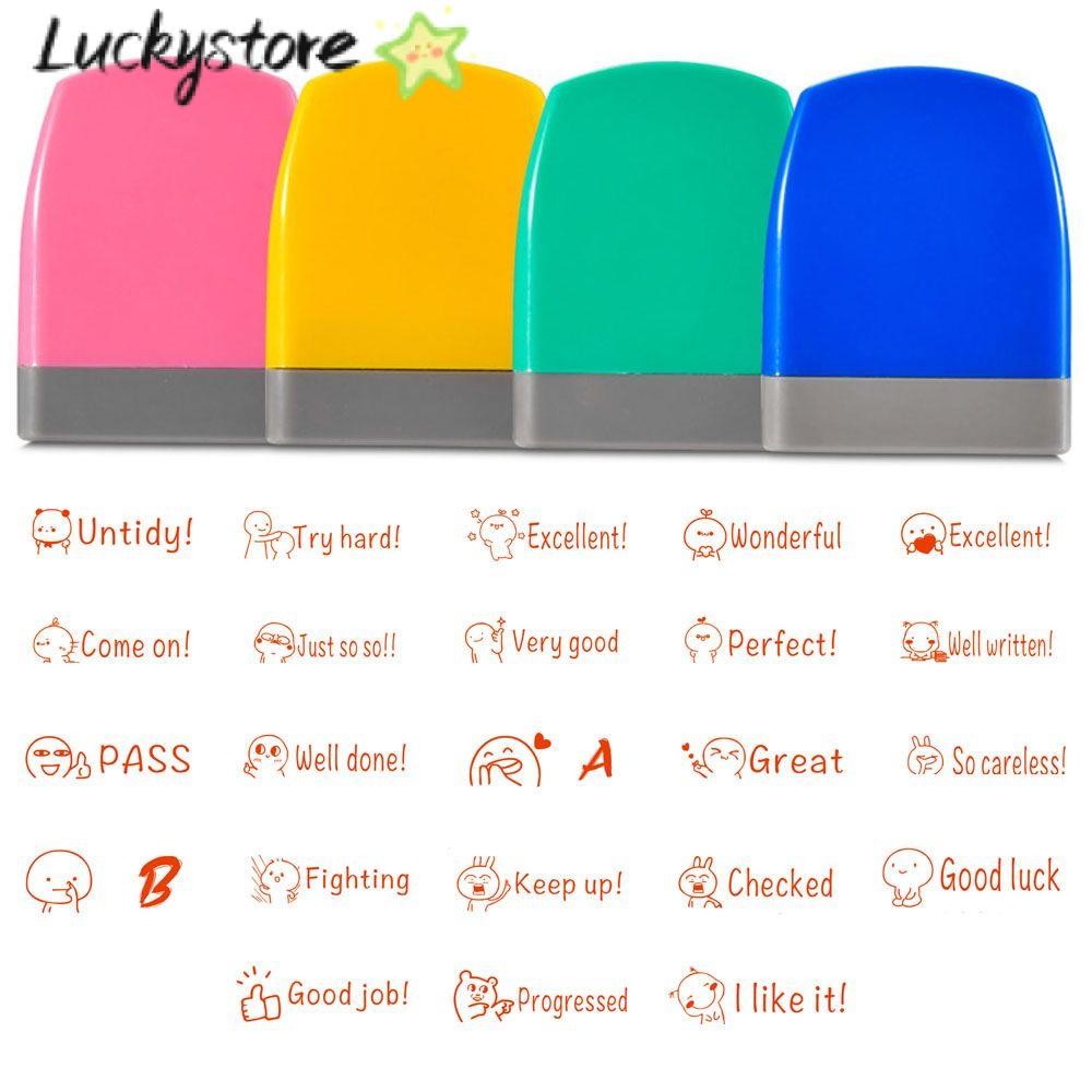 LUCKY English Commentary Stamp DIY Teaching stamp Reward Seal Self-ink Photosensitive Chapter Children Toy Stamps Office & School Supplies Scrapbooking Stamper Kids Seal Encouragement