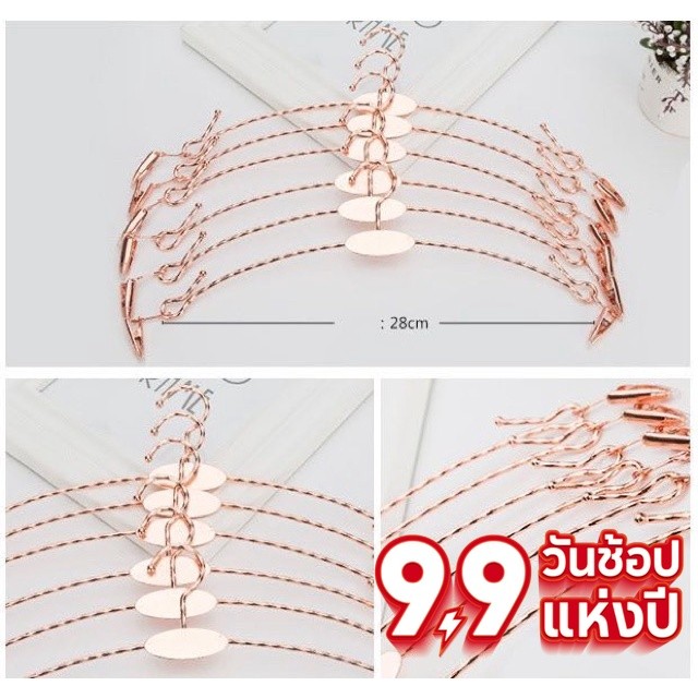 Double.thai ไม้หนีบผ้าสีทองไม้แขวนเคลือบทองคำ (10ชิ้น）28cm