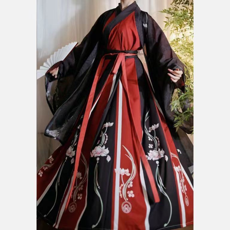 Hanfu [Muqing] Jin Made ผู้ชายผู้หญิงสไตล์เดียวกันคอปกข้าม Hanfu Wei Jin สไตล์เสื้อเชิ้ตแขนยาวขนาดให