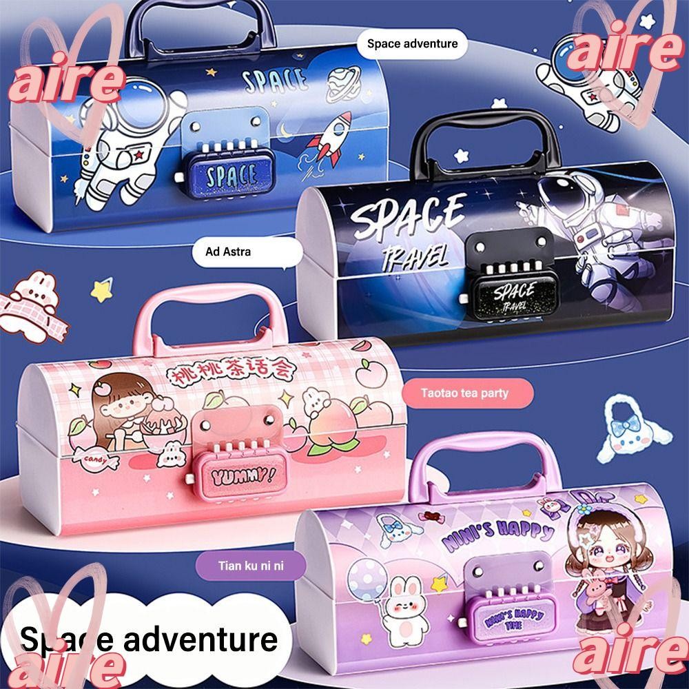 กล่องปากกา AIRE1, ดินสอมัลติฟังก์ชั่นความจุขนาดใหญ่, การ์ตูนพร้อมรหัสผ่านล็อคเครื่องเขียนออแกไนเซอร์อุปกรณ์การเรียน
