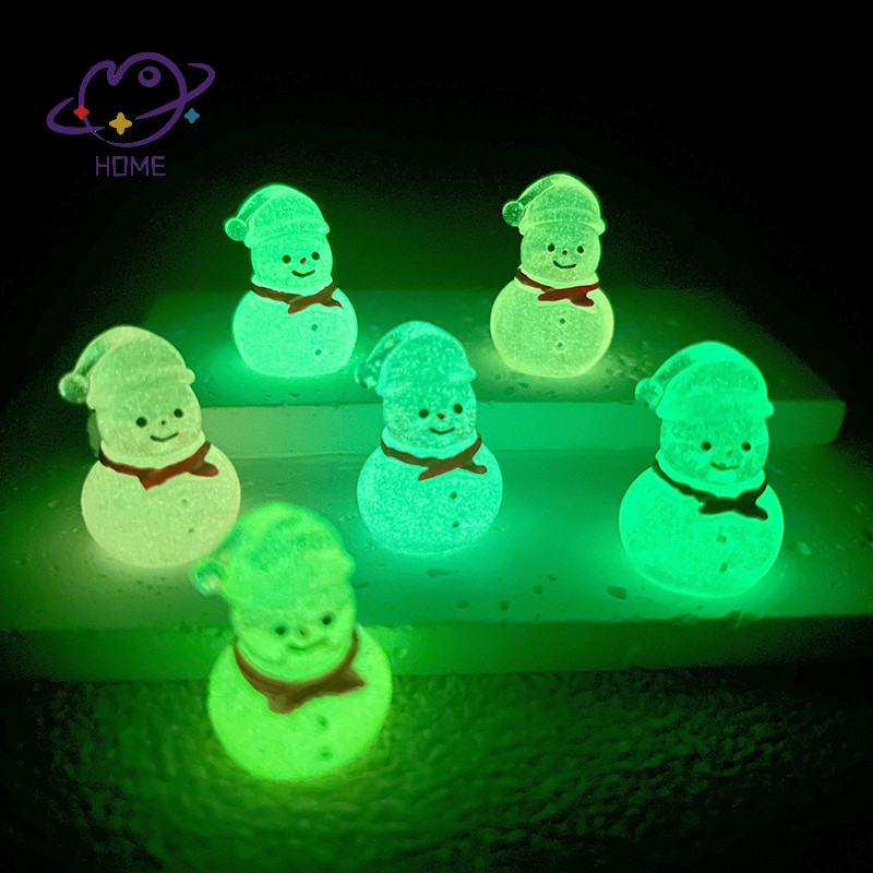 [mayhome] 2 ชิ้นใหม่ Mini Luminous น่ารักคริสต์มาส Snowmans Miniatures ตกแต่ง Micro ภูมิทัศน์เครื่องประดับพวงกุญแจ DIY อุปกรณ์เสริม {TH}