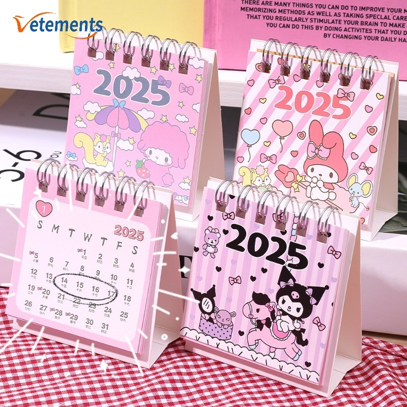 SANRIO 2025 น่ารัก ซานริโอ คุโรมิ แบบพกพาพ็อกเก็ตปฏิทิน - ถึง ทํา รายการ รายวันรายเดือนรายปีวางแผนมินิปฏิทิน - บ้านเดสก์ท็อปตกแต่ง