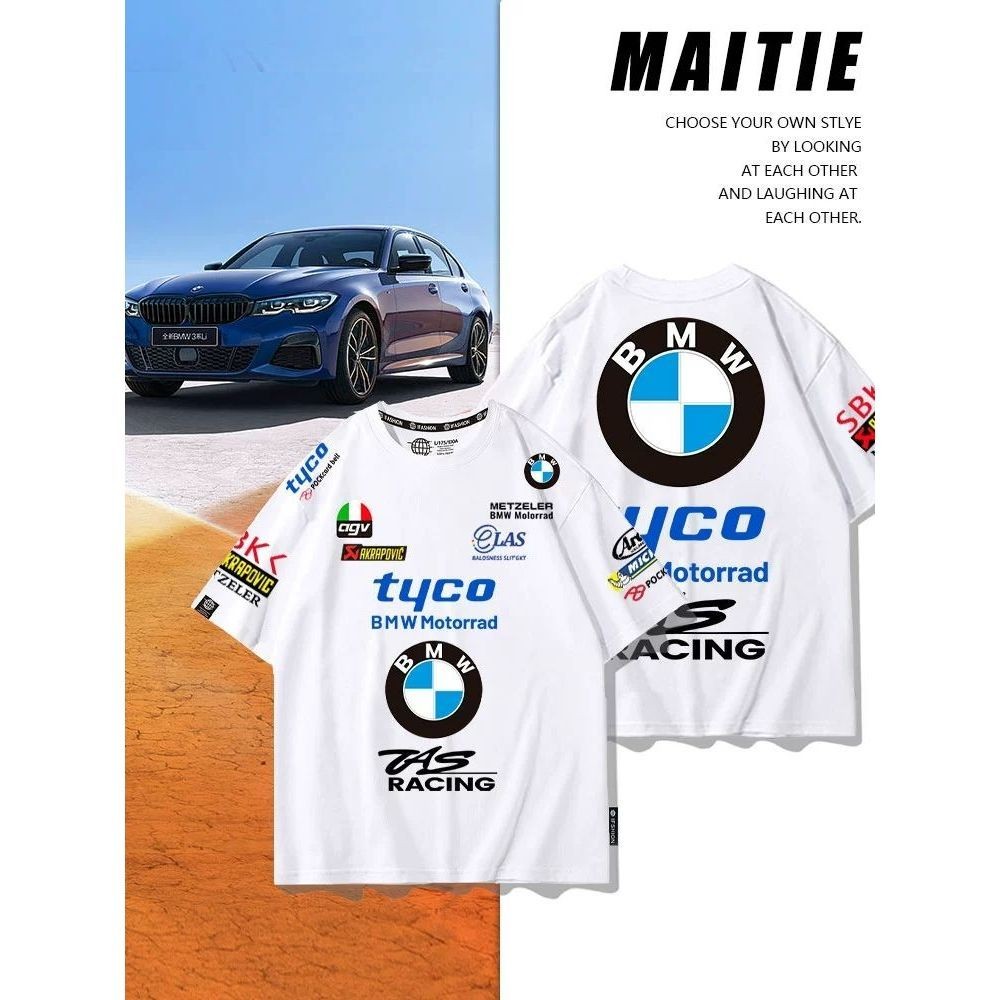 Bmw Racing Merchanted เสื้อยืดผู้ชายแขนสั้น Motogp โรงงานทีมขี่จักรยาน Jersey เสื้อผ้าผ้าฝ้ายแท้ BMW