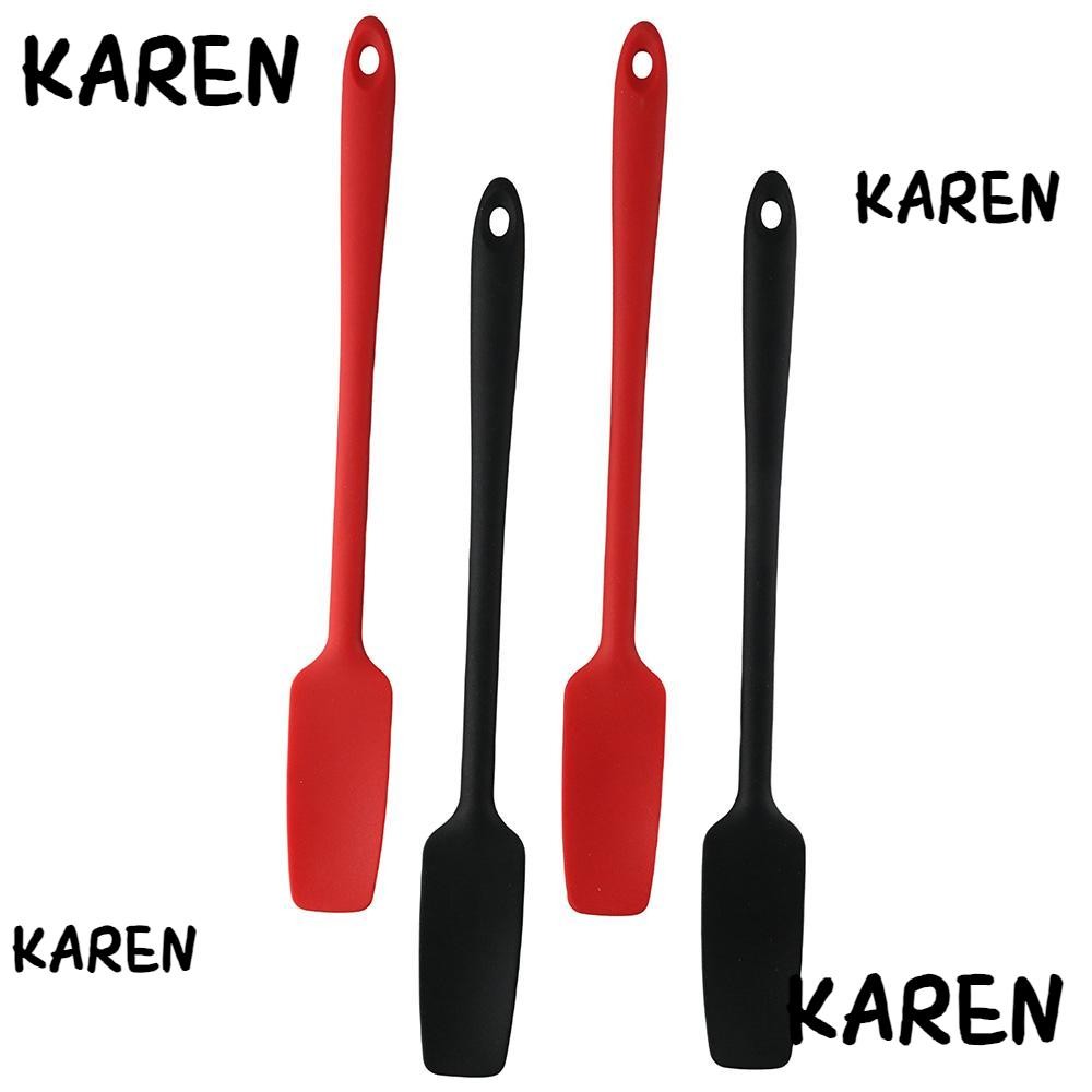 Karen 4 ชิ้น ที่ขูดซิลิโคน, ไม้พายยางทนความร้อนซิลิโคน, ทําความสะอาดง่าย Non-Stick แกนสแตนเลสด้ามยาว Jar ไม้พายห้องครัว