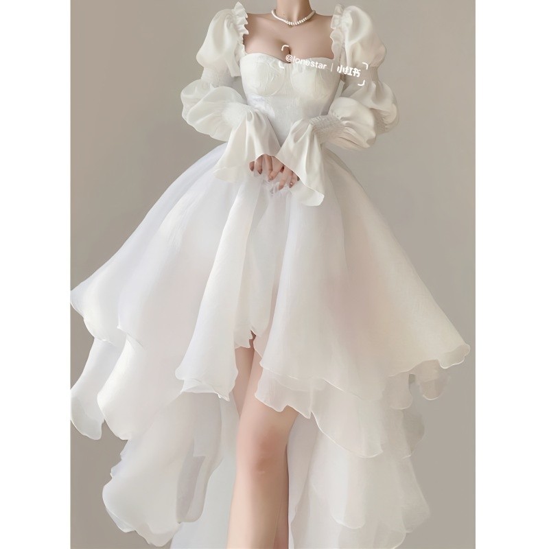 Escape French Style Spring Women's Dress Princess Heavy Industry off-Shoulder New Celebrity Senior Hot Girl Design Skirt