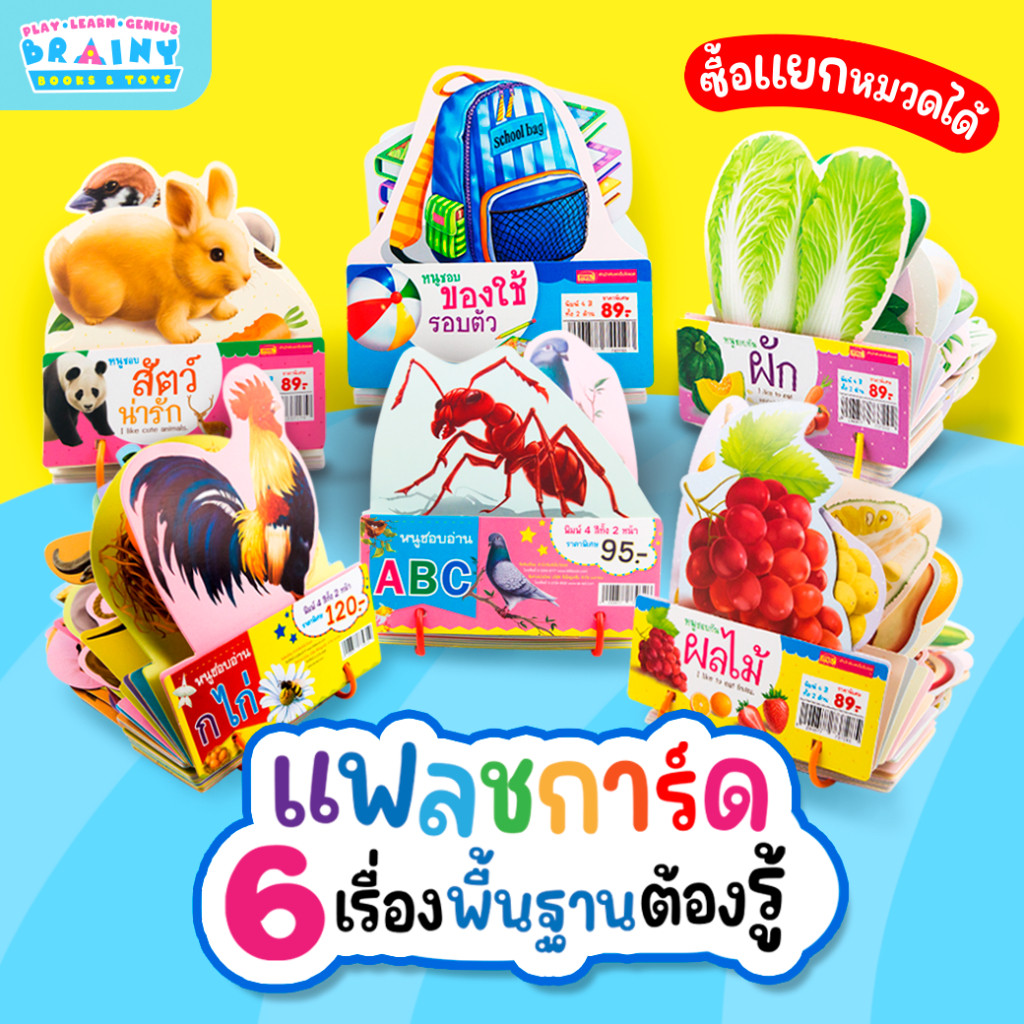 แฟลชการ์ดห่วงพื้นฐานสำหรับเด็ก มี 6หมวด Flashcard กไก่ ABC 123 ผัก ผลไม้ สัตว์ มีห่วงคล้อง ใช้ง่าย