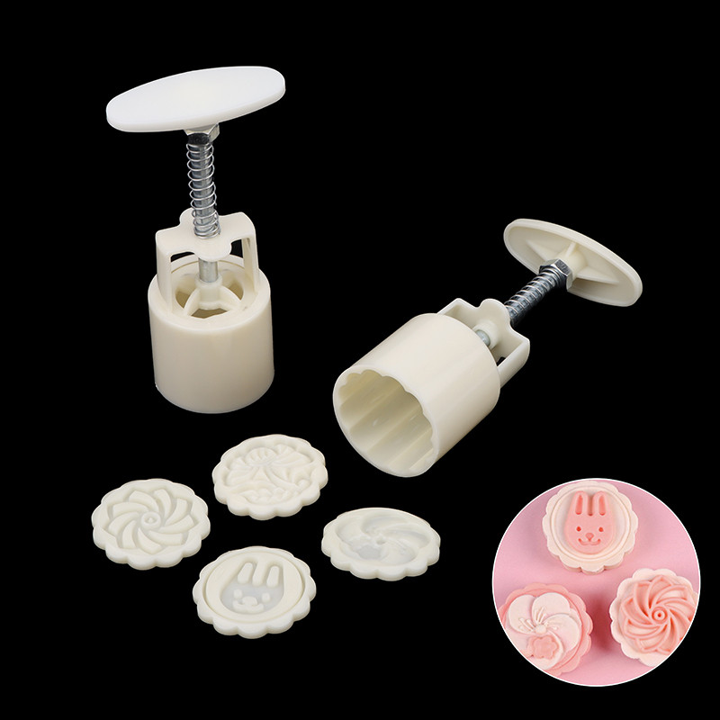 Newwellknowncool Mooncake แม่พิมพ์เทศกาลกลางฤดูใบไม้ร่วงมือความดันดอกไม้ Moon เค้ก Mould DIY มือ Mooncake ความดัน Fondant ตกแต่งเครื่องมือ AAD