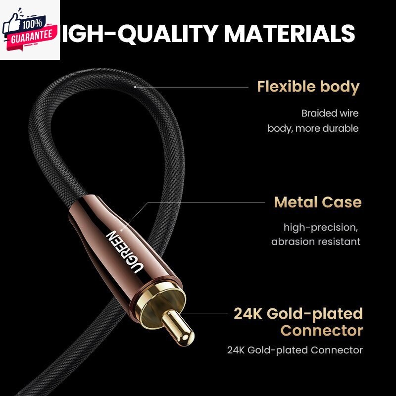 UGREEN AV155 HiFi 5.1 SPDIF RCA to RCA Male to Male Coaxial Cable Stereo Audio Cable