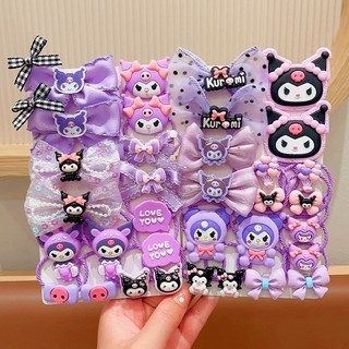 18Pcs Set Kuromi Kawaii Hair Ties Anime Hair Rope Scrunchies Children's Hairpin Hair Accessories