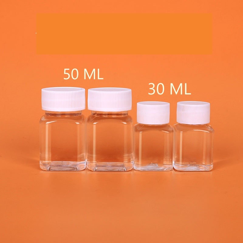 (แพค5ขวด) ขวดพลาสติกสีชา สีใส PET ชนิดแข็ง ขวดยา 50 ML-ขวดกลม ขวดเหลี่ยม