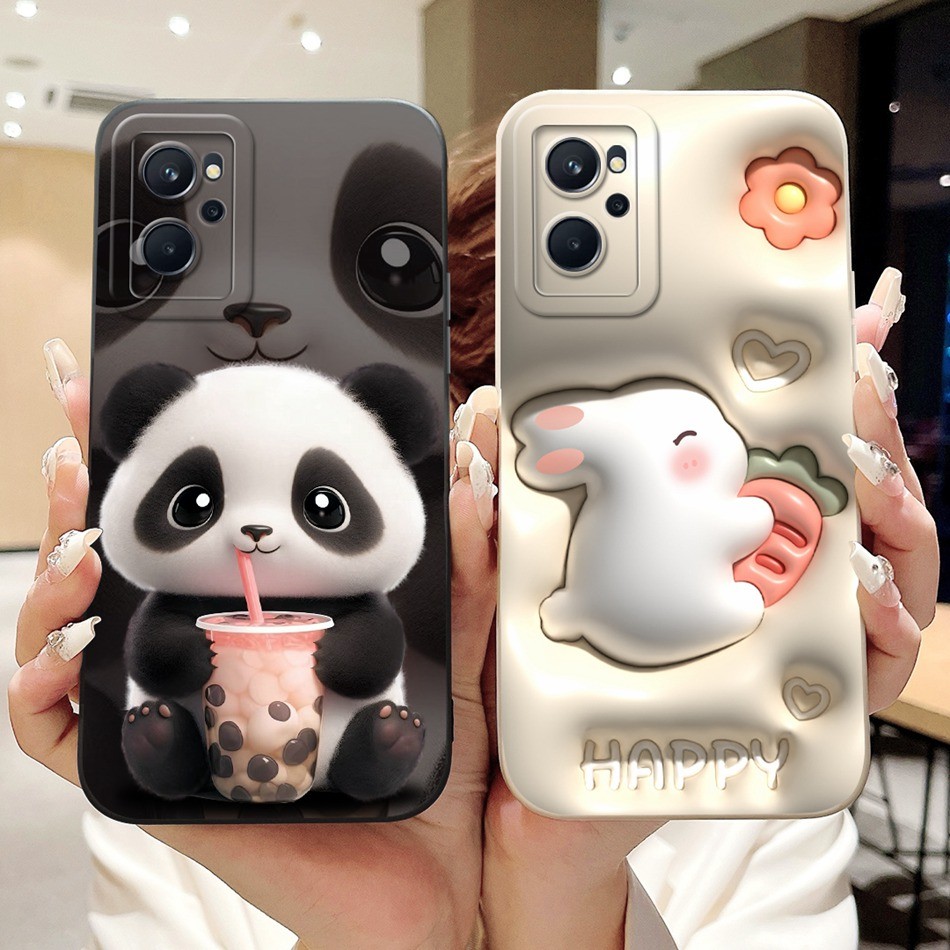 สําหรับrealme 9iเลนส์ป้องกันกรณีRealme9i 4G RMX3491 น่ารักPandaกระต่ายดอกไม้การ์ตูนซิลิโคนอ่อนนุ่มเคสโทรศัพท์