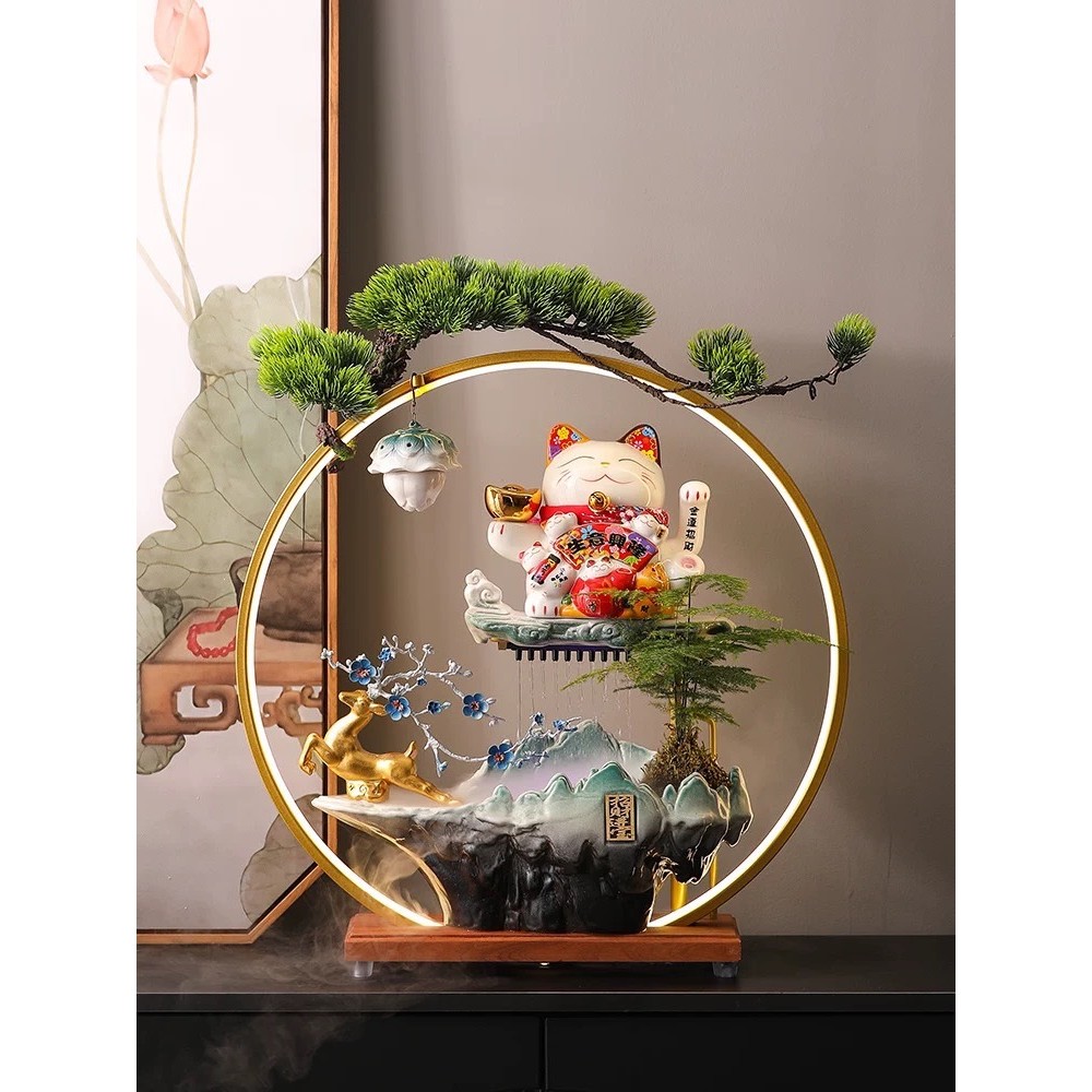 Takionโคมไฟน้ำตกแมวกวัก เสริมฮวงจุ้ย แมวกวักเรียกทรัพย์ เสริมศิริมงคล ตั้งบนโต๊ะทำงาน เงินทองไหลมา - รูปที่ 3