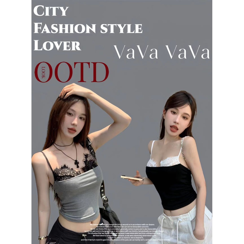 VaVa  มีสินค้า เซ็กซี่และหวานลูกไม้ถักโครเชต์ patchwork camisole ผู้หญิง s