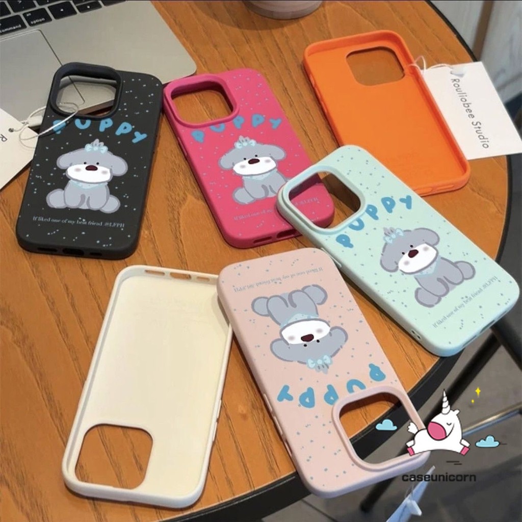 Retro การ์ตูน Puppy Doodle กรณีสําหรับ IPhone 13 12 15 16 11 14 Pro Max XR 14 15 16 Plus X XS Max อินเทรนด์สุนัขน่ารักภาษาอังกฤษคู่นุ่มหนังหรูหราผิวรู้สึกกรณี