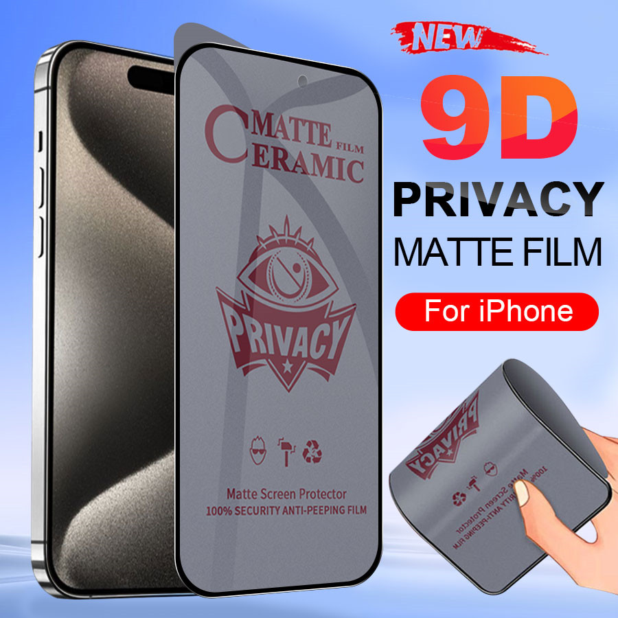 ฟิล์มกระจกนิรภัยเซรามิค เนื้อแมตต์ เพื่อความเป็นส่วนตัว สําหรับ iPhone 17 Air 16 15 14 13 12 11 6 6S 7 8 Plus X XR XS mini Pro Max SE 2020