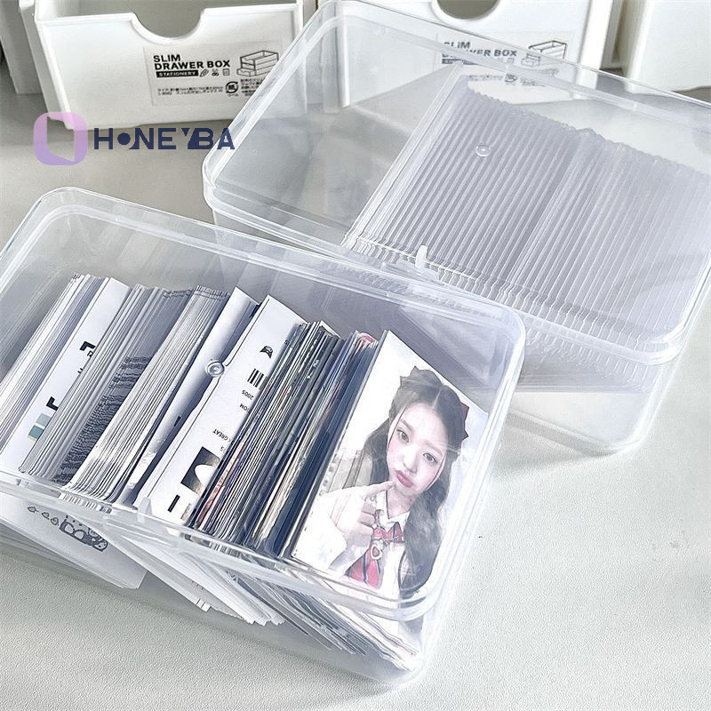 <Honeyby> เกาหลีกล่องเก็บโปร่งใสกล่องตาบอดการ์ด Photocard กล่องเก็บ Photo Card Organizer การจําแนกกล่องพลิก Nice