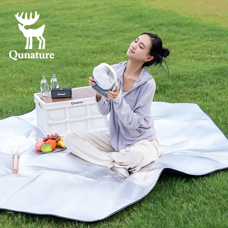 Qunature เสื่อฟิล์มอลูมิเนียมสองด้านป้องกันความชื้นหกเหลี่ยมกันความชื้นปิกนิกรับประทานอาหารอุปกรณ์กลางแจ้ง