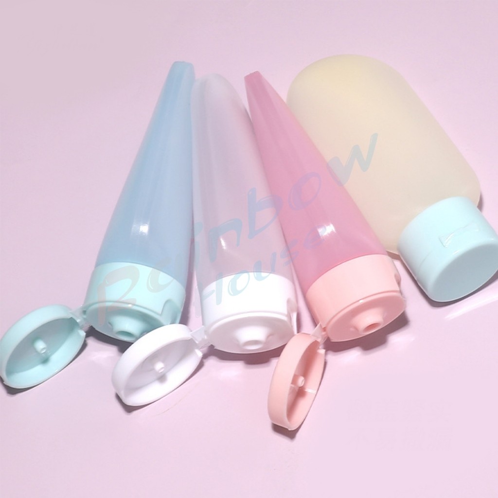 R.H. แบบพกพา ขนาด 60ml หลอดอ่อน ขวดรีฟิลพลาสติก โลชั่นครีมบรรจุภัณฑ์ travel bottle