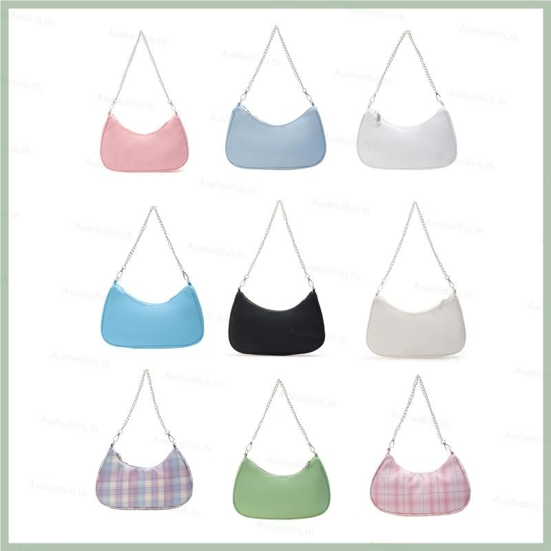 As Women s Casual Satchels Fashion Handbag Solid Color Underarm Shoulder Bags All-matching Chain Strap Purse for Daily C