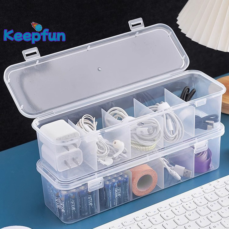 [Keepfun] See-th Charge Cable Organizer Box Data Cable Management Box USB Storage Box Small Desk Accessories Organizer And Storage [ใหม่]