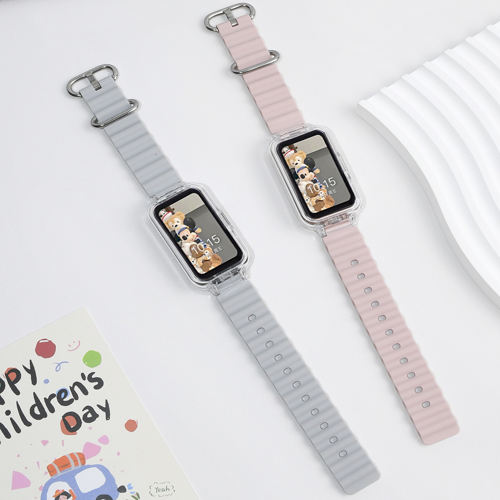 สําหรับ Huawei Band 9/8/7/6/6Pro SmartWatch สายรัดข้อมือกีฬา Bracelect สําหรับ Honor Band 9 7 6 อุปกรณ์เสริม Ocean สายซิลิโคนกรณี