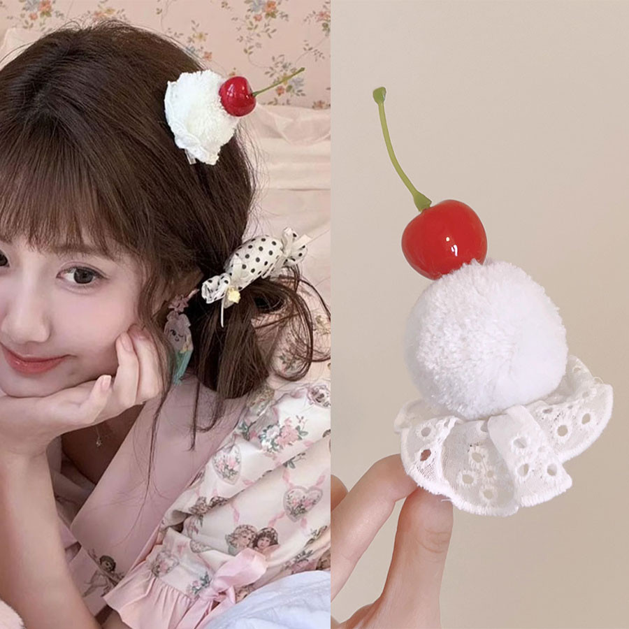 น่ารักครีมเชอร์รี่เค้กกิ๊บญี่ปุ่นหวานอารมณ์แฟชั่นอุปกรณ์ผม