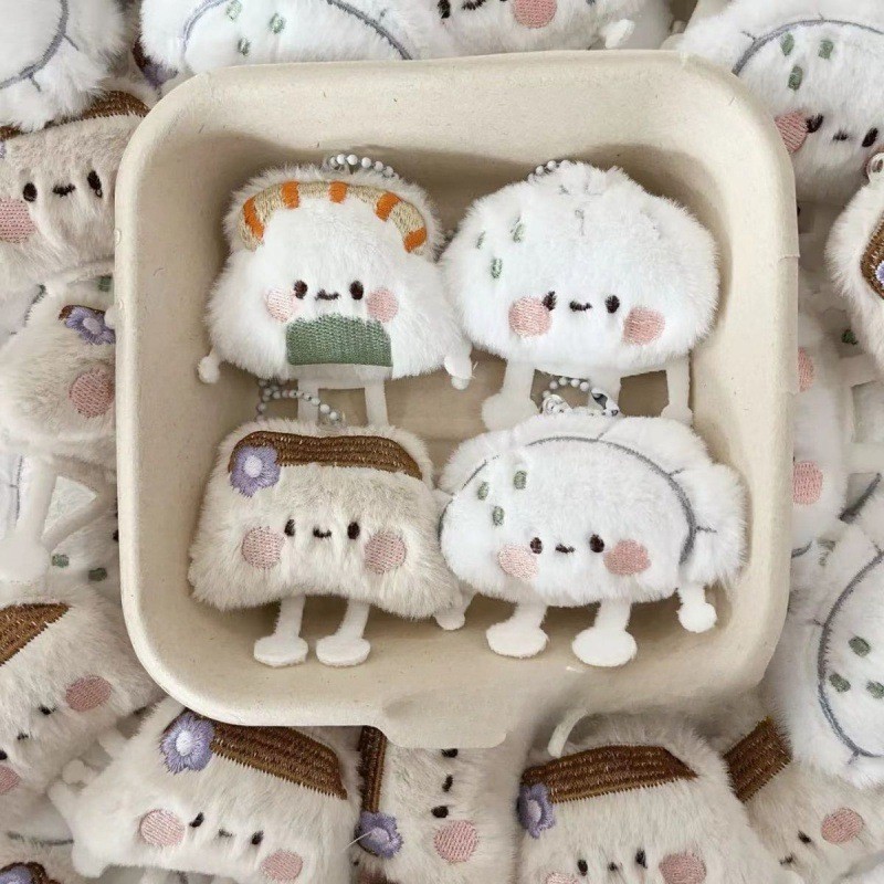 ในไทย ตุ๊กตาน่ารัก Baozi ขนมปังซูชิ Dumpling อาหารตุ๊กตาของเล่นจี้พวงกุญแจกระเป๋าเป้สะพายหลังแขวนตกแต่ง
