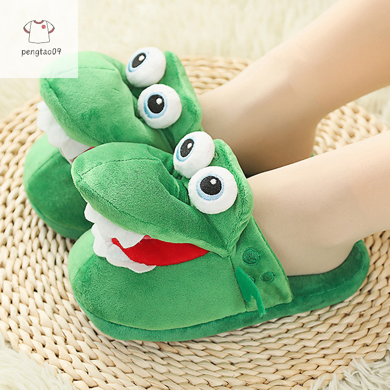 เพนกทาโอ09รองเท้าแตะผ้าฝ้ายจระเข้การ์ตูนย้ายเดินตลกพร้อมเปิดปากและของขวัญใหม่