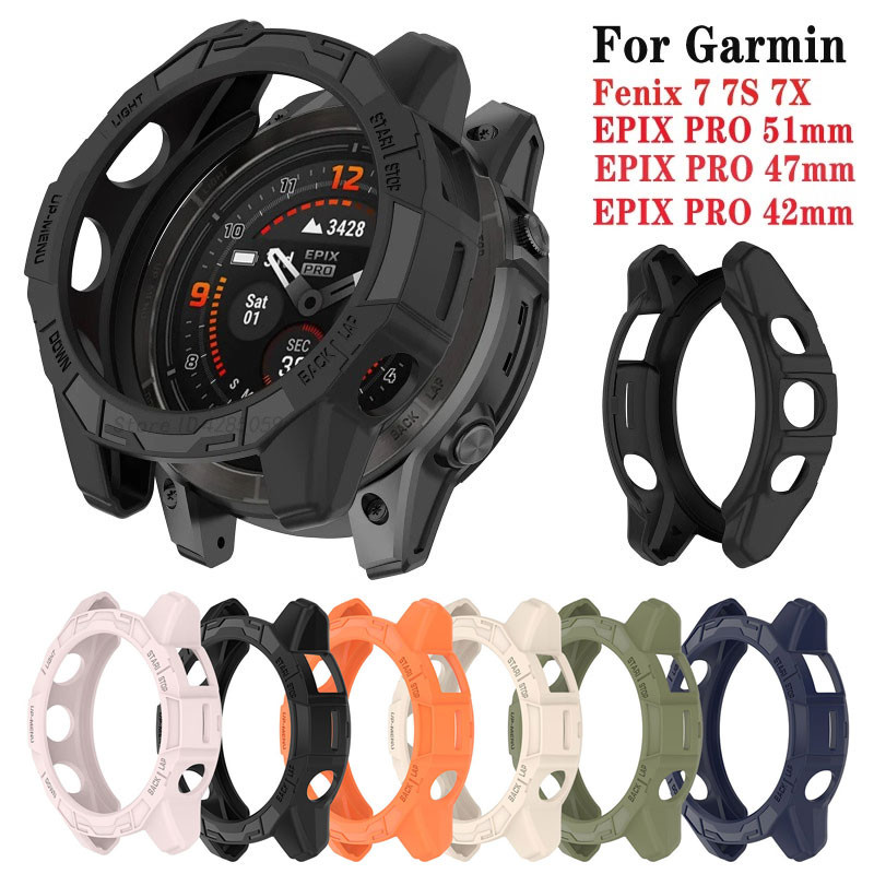 เคสป้องกันสําหรับ Garmin Fenix 7 7S 7X Pro กันชนซิลิโคนสําหรับ Garmin Epix Pro 42 มม.47 มม.51 มม.Hollow เกราะป้องกัน