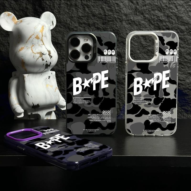 Bape Camouflage สําหรับชายเคสโทรศัพท์ iPhone 16/15 promax IMD สีเงินสําหรับ iPhone 11 12 13 14 plus 7 8 X XR XS MAX Drop-proof กันกระแทกและกันน้ําฝาครอบป้องกัน