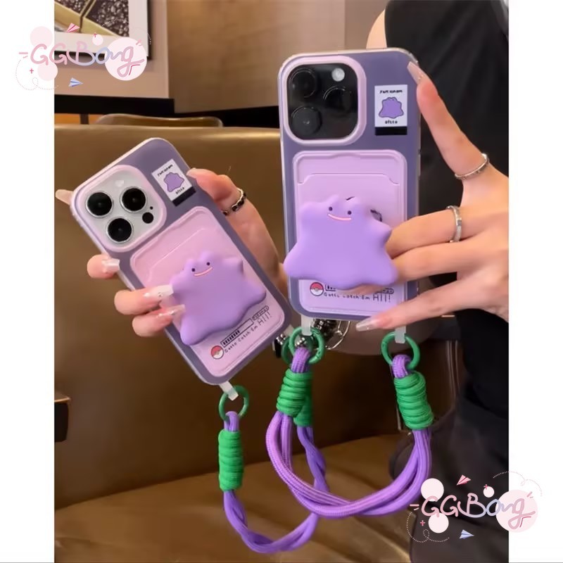 รักสายคล้องหัวใจสองสายกระเป๋าสตางค์ครอบคลุมช่องใส่การ์ด เคสไอโฟน 11 13 15 XR 14 12 Pro Max 7 15 8 14 Plus X XS Max