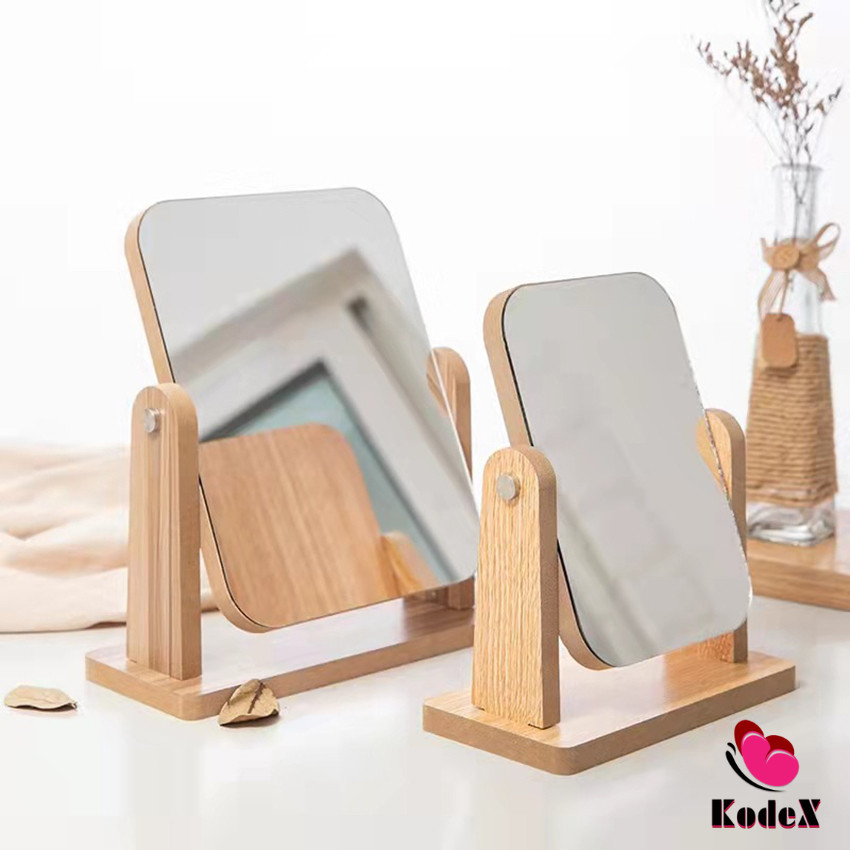 KDX กระจกแต่งหน้าหมุนปรับองศาได้ ขอบอัดทำด้วยไม้ มี 2 ขนาดให้เลือก Makeup mirror