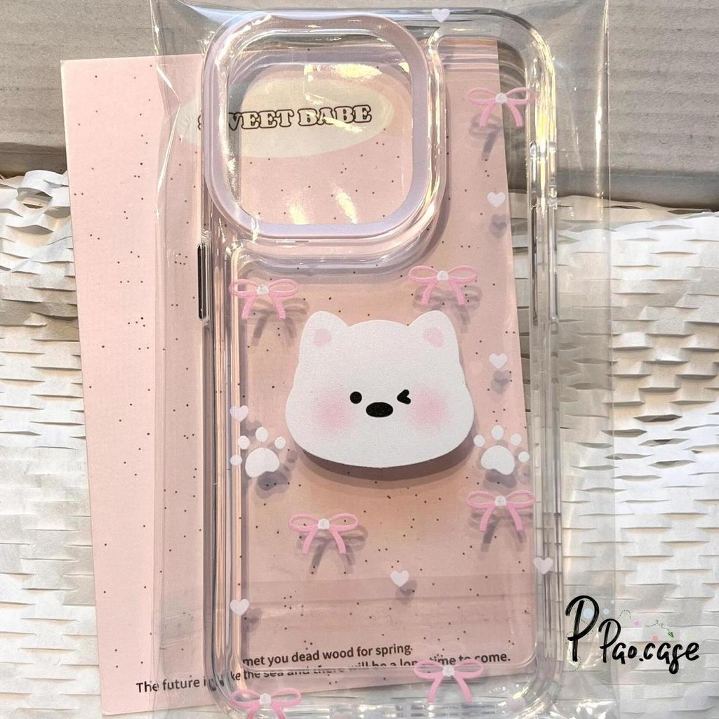 ลูกสุนัขน่ารักโบว์ TPU อ่อนเข้ากันได้ เคสไอโฟน 13 11 15