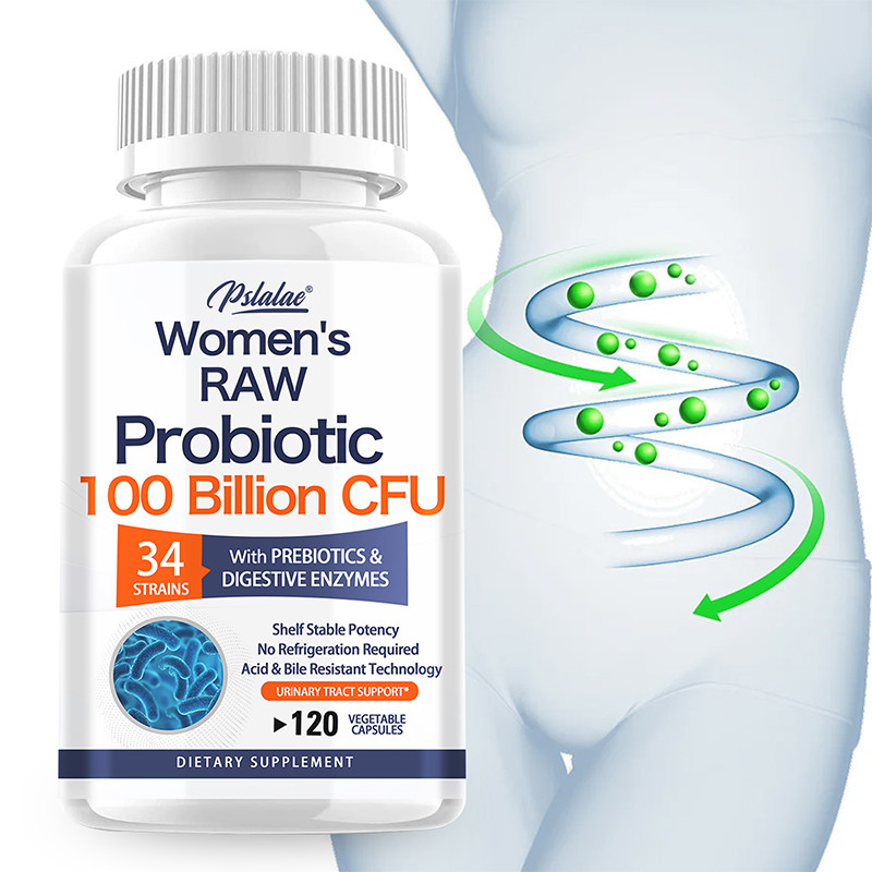 Pslalae Womens RAW Probiotics 100 Billion CFU พร้อมพรีไบโอติกและเอนไซม์ย่อยอาหารเพื่อรองรับ Gut และสุขภาพของผู้หญิง