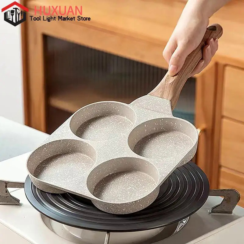 4hole Egg Frying Pan Thickened Nonstick Pancake Pans 4-Cups Cookware Pancake Pan Egg Pan Suitable Fo