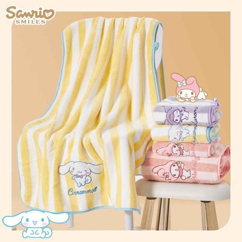 ©Sanrio ผ้าขนหนูอาบน้ํา 70 * 140 ซม. ขนแกะปะการังหนาดูดซับน้ําแห้งเร็วการ์ตูน