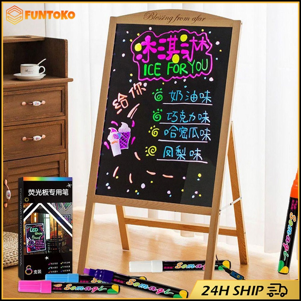 สินค้ามีคุณภาพ ปากกาชอล์กบอร์ด ชอล์กเหลว8สี 7MM ลบได้ สำหรับBlackboard กระดานLED ปากกามาร์กเกอร์<br/>