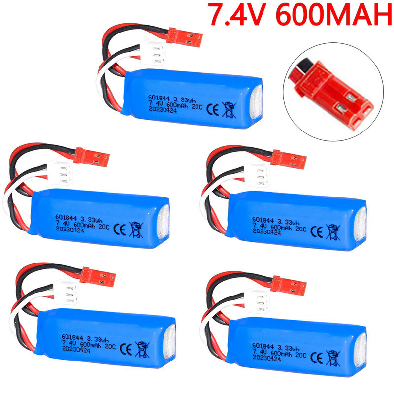 7.4V 600mAh 601844 Lipo Battery for WLtoys K969 K979 K989 K999 P929 P939 RC Car Spare Parts 2s 7.4v 