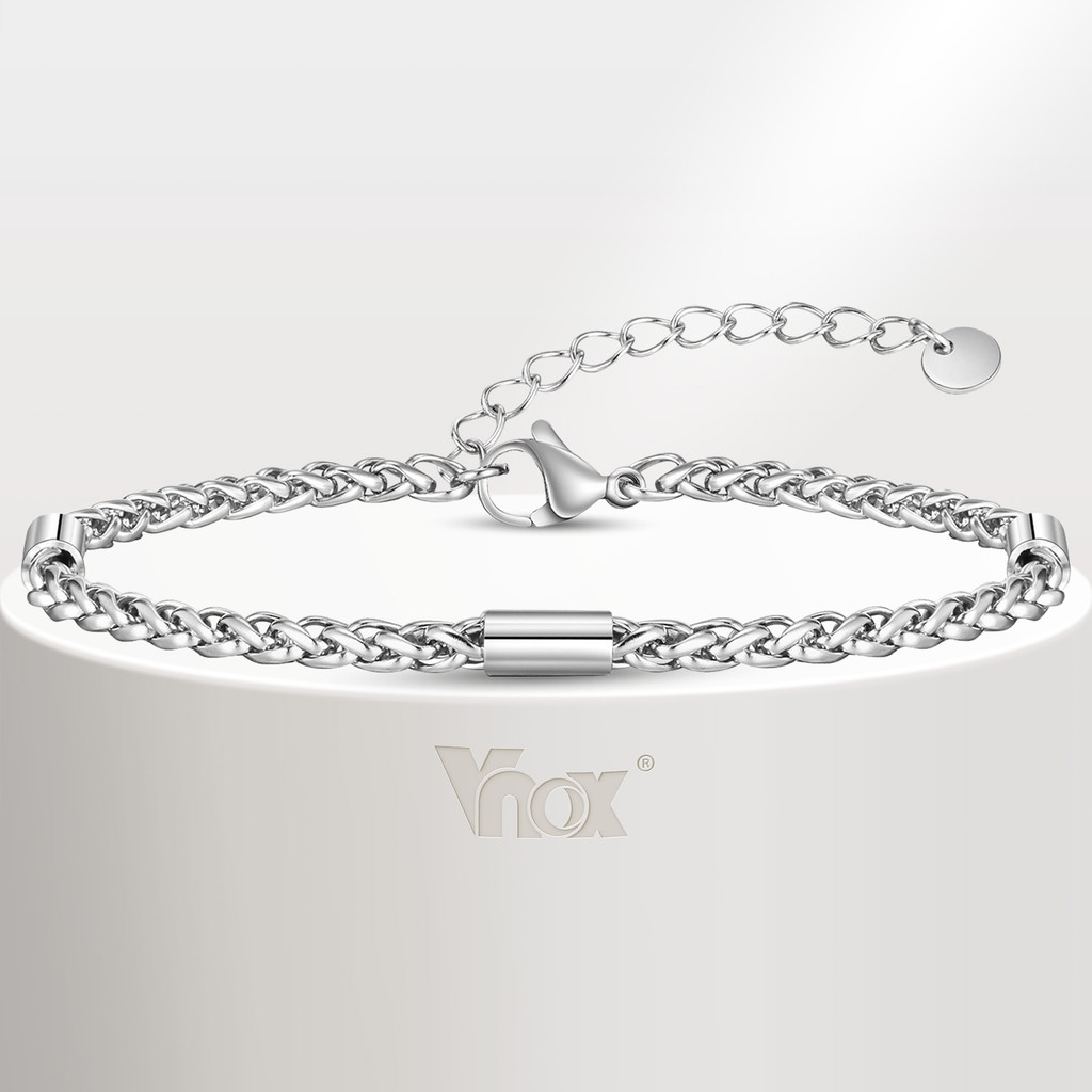 Vnox Stainless Steel Adjustable Bracelet for Men,Round Tube Minimalist Bracelet Jewelry Birthday Gif