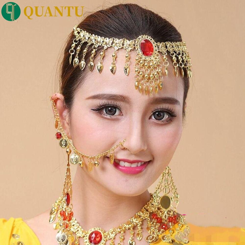 Quantu เพชร Hairband สําหรับผู้หญิงแฟชั่นเครื่องประดับ Shining Sequins Bohemian สร้อยข้อมือลูกปัดสร้อยคอ Belly Dance เครื่องแต่งกาย