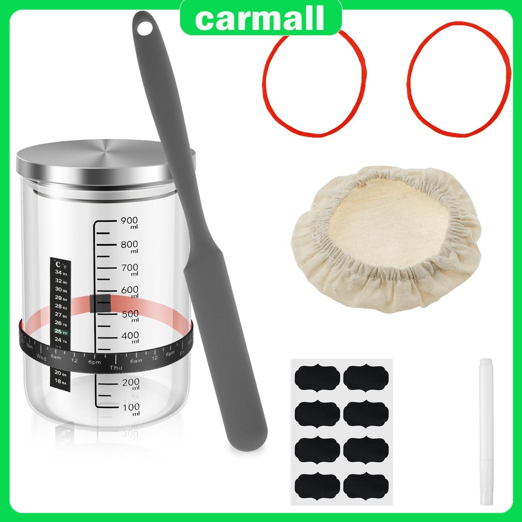 Sourdough Starter Jar Kit แก้ว Sourdough Starter Jar พร้อมอุปกรณ์เสริมReusable Sour Dough Jarชุดสําห